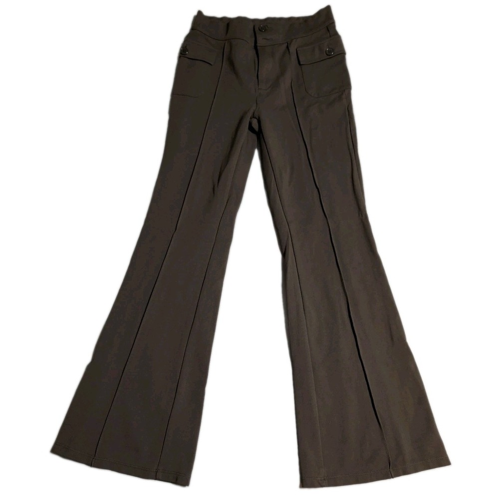 Halara Womens M High Waisted Flare Pants Sepia Brown Side Flap Pocket Cargo Work